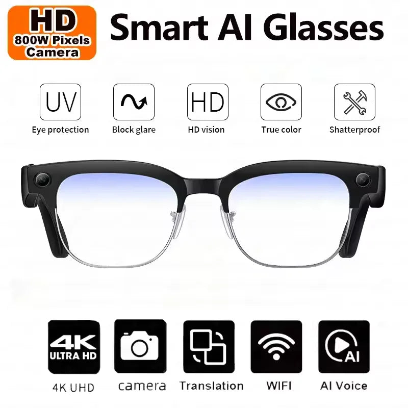 2026 New 8K HD AI Smart Glasses Men Chat GPT 800MP Camera Bluetooth Call AI Translation Voice Assistant Control Sunglasses Wome