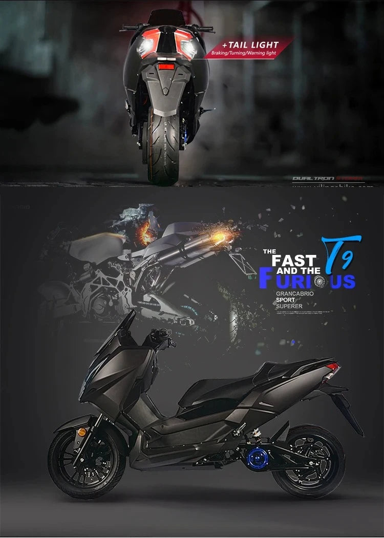 4000W High-Power Electric Motorcycle for Adults, 2-Wheel E-Bike with Disc Brakes