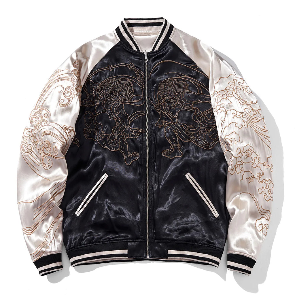 Mens Baseball Jackets Hip Hop Japanese Anime Demon Embrodiery Bomber Coats Streetwear Harajuku Motorcycle Jacket Clothing