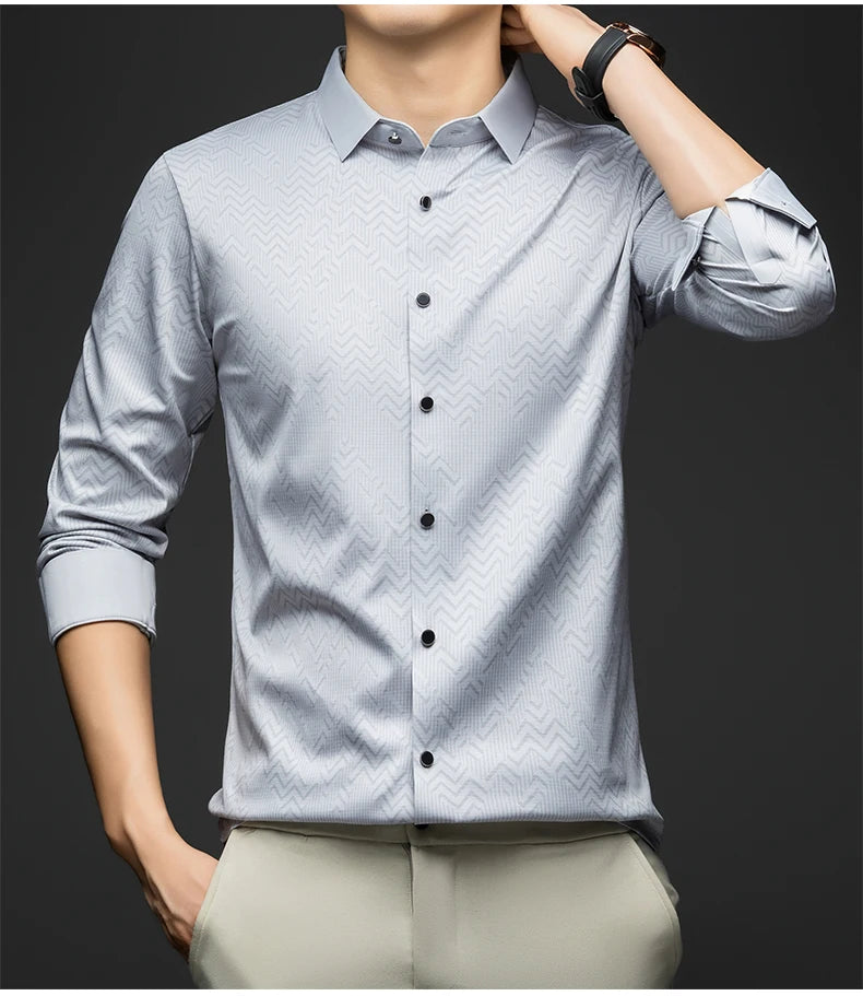 BROWON Men Shirt Long Sleeve Autumn 2025 New Solid Color Casual Luxury Shirt  Man Business Office Slim Shirts for Men Clothes