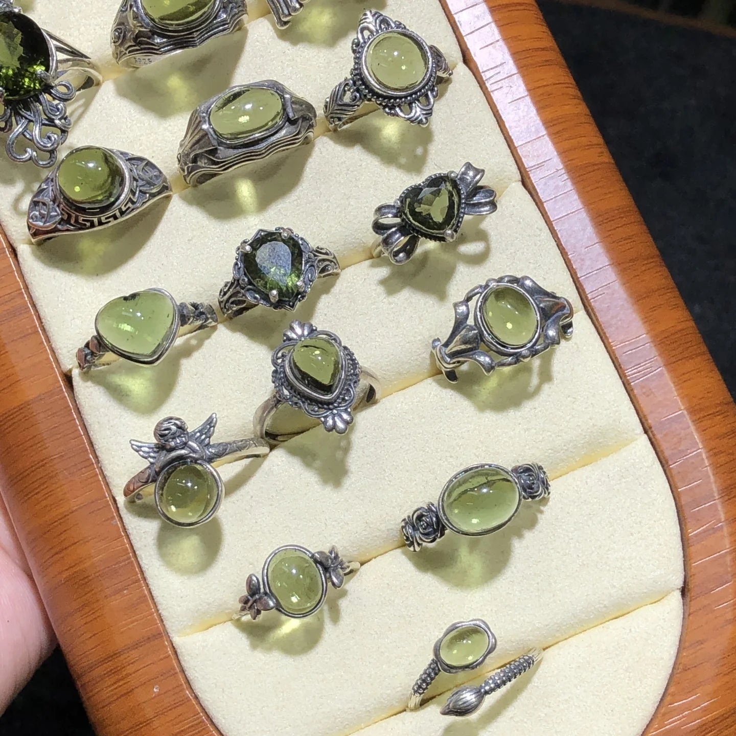 1 Pc Natural Czech Moldavite Cabochon Ring 925 Sterling Silver Resizable Reiki Healing Stone Jewelry Gift For Women Men