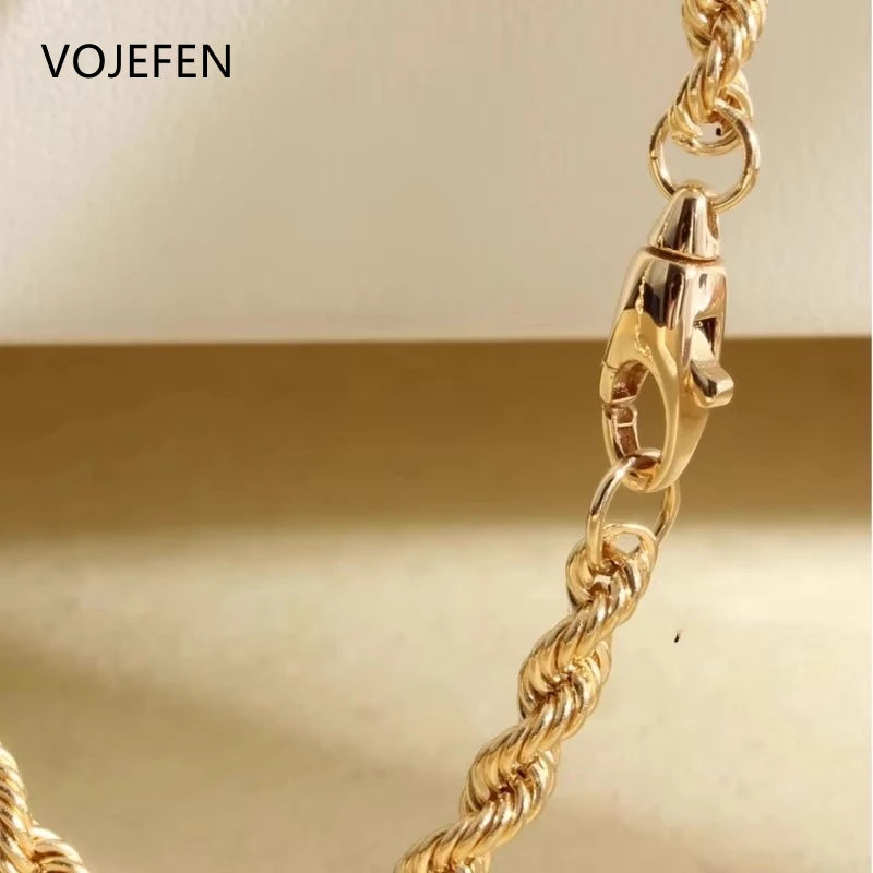 VOJEFEN Genuine 18K Real Gold Jewelry Rope Chain Necklace Luxury Au750 Pure Gold Long Choker Necklaces For Men/Woman 2026 New