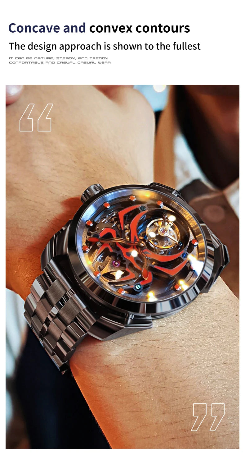 IDEAL KNIGHT 6802 Tourbillon Hollow Men Automatic Mechanical Watch Limited Edition Spider Dial HD Night Light Men Original Watch