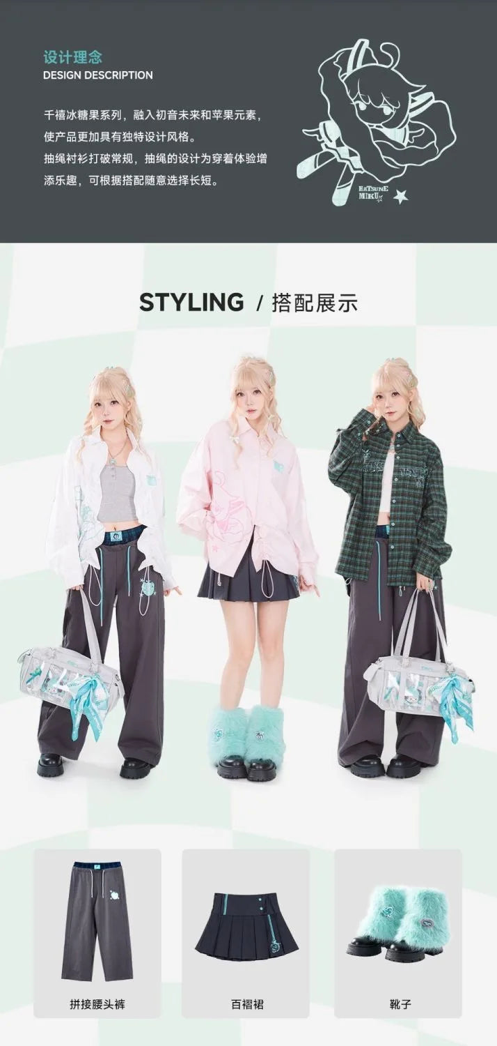 Moeyu Hatsune Miku Women Shirt Plaid Blouse Female Blouses Loose Men Woman Shirts Tops Long Sleeve Casual Vocaloid Costume