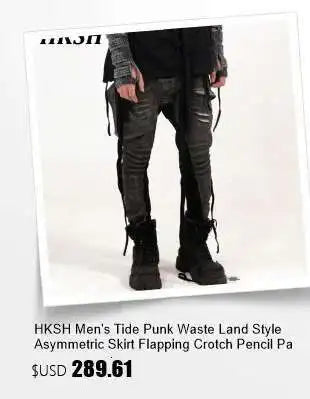 HKSH Spring New Men Tide Punk Sand Waste Land COS Asymmetric Deconstruction Pleated Coats Futuristic Washed Short Jackets HK4206