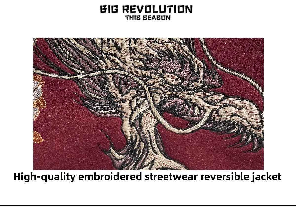 Ele Embroidered Heavy Industry Harajuku Sle Men's Baseball Jaet Woolen Coat Spring Autumn Faion Trend Outerwear
