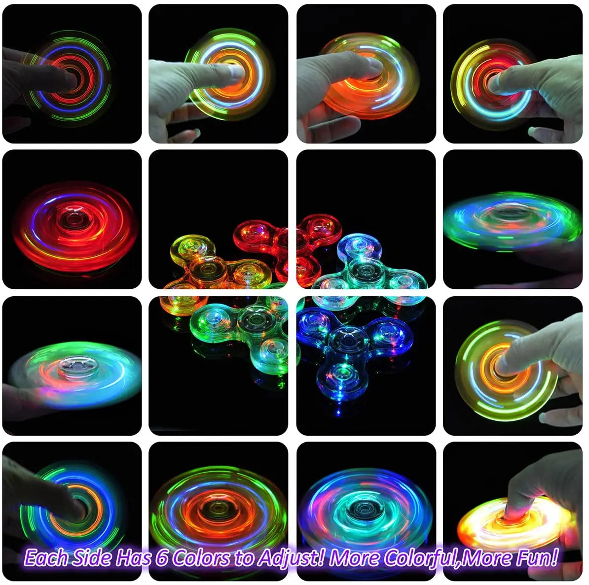 Glow in Dark LED Light Fidget Spinner Finger Toy Hand Spinner Stress Reduction and Anxiety Relief for Children