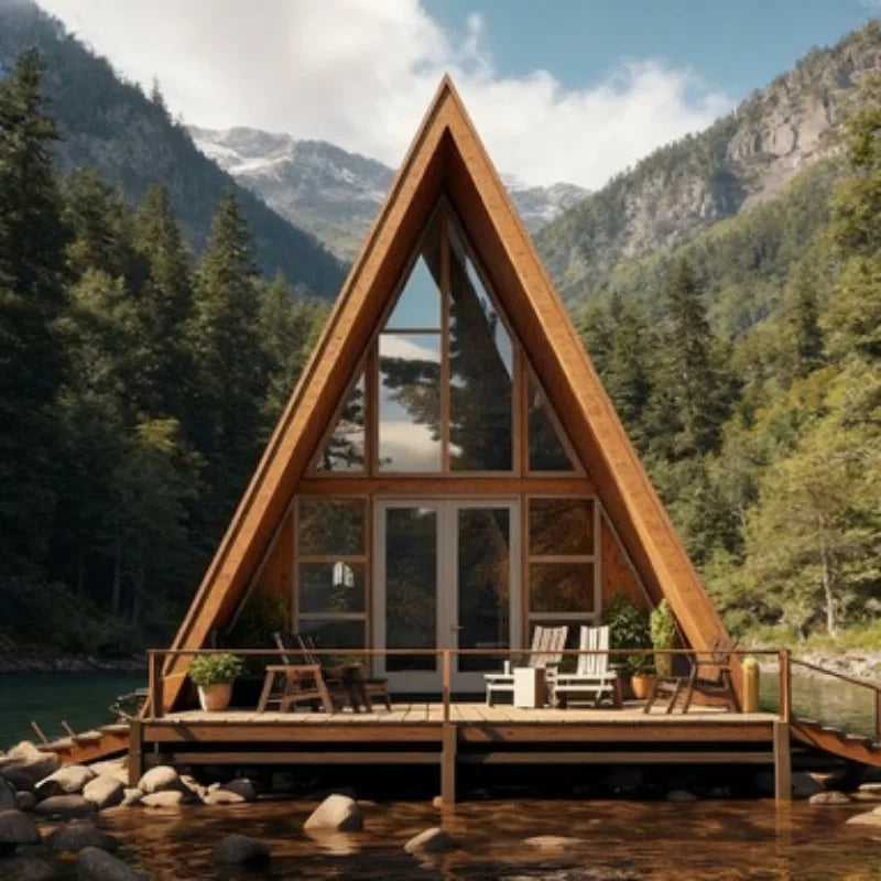 Heat Insulated A Frame Triangular House Low Rise Villa Modular Prefab for Apartment