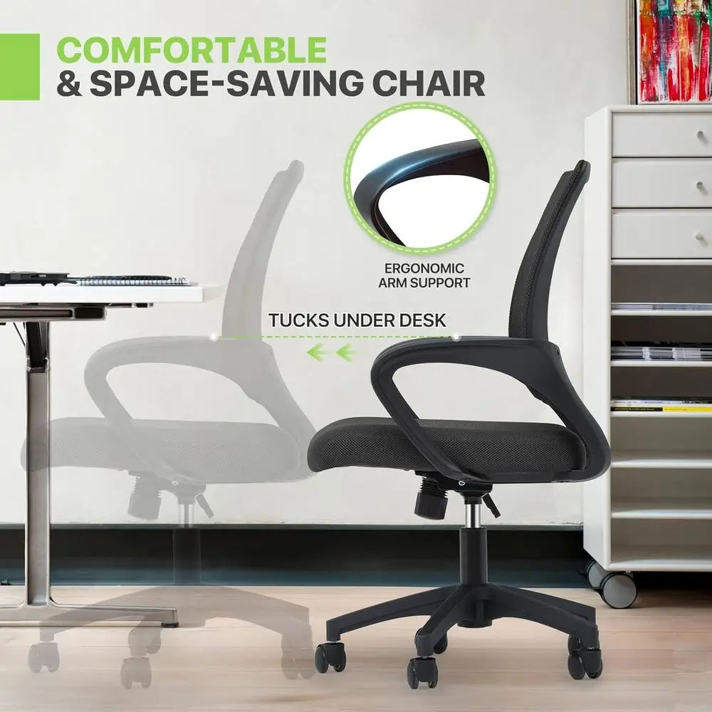 Mesh Back Ergonomic Office Chair, Adjustable Swivel Desk Chair with Lumbar Support for Gaming, Work, Study, 300 lbs Capacity, Bl