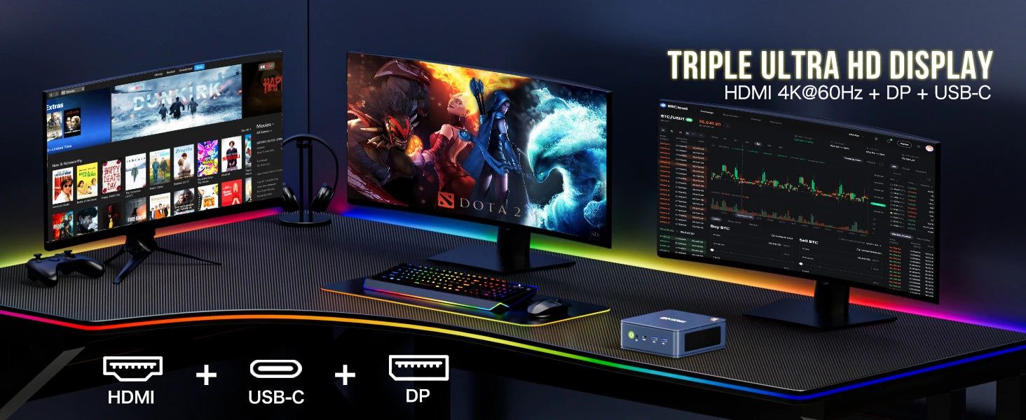 M5 Plus Gaming Mini PC Ryzen 7 5825U (Upgraded 7430U/ 5700U), 32GB RAM 1TB SSD Dual NIC LAN 2.5GbE Desktop Computers Offi