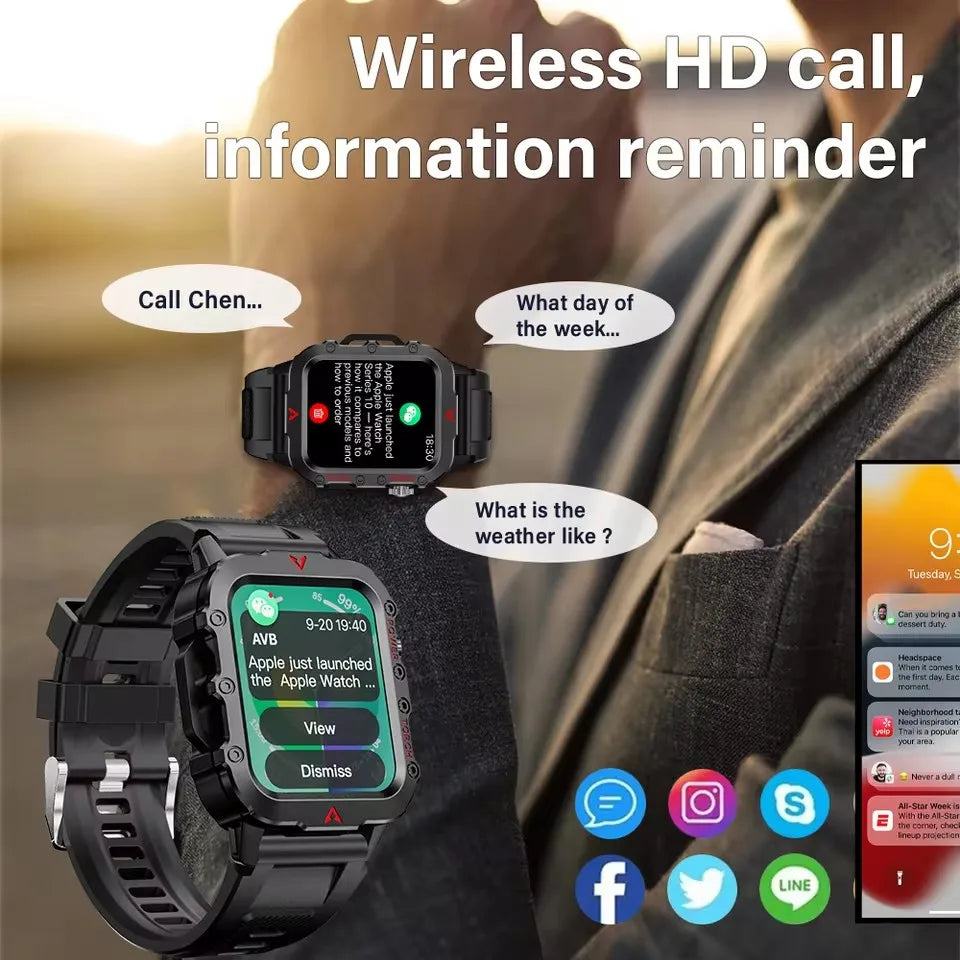 SmartWatch Men Militray Outdoor Sport GPS Fitness Tracker Heart Rate Smart Watch Waterproof New