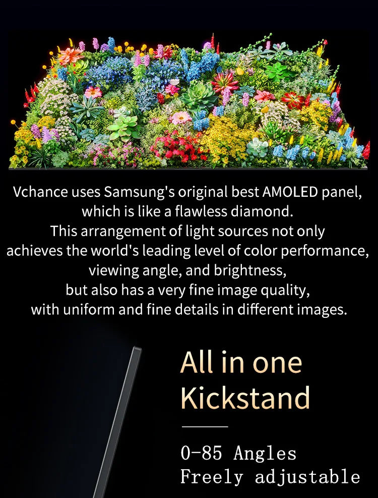 VCHANCE 15.6'' 4K OLED Portable Monitor Touchscreen 16:10 100%DCI-P3 Office Display for Mini PC Laptop Phone XBox Switch Macbook