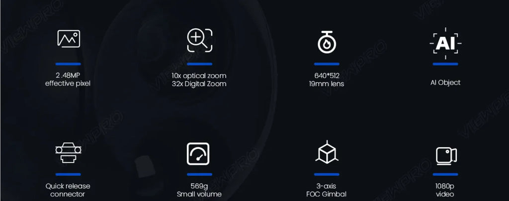 AI Tracking A10T Dual Sensor Gimbal Camera 10x Light Weight Drones Accessories