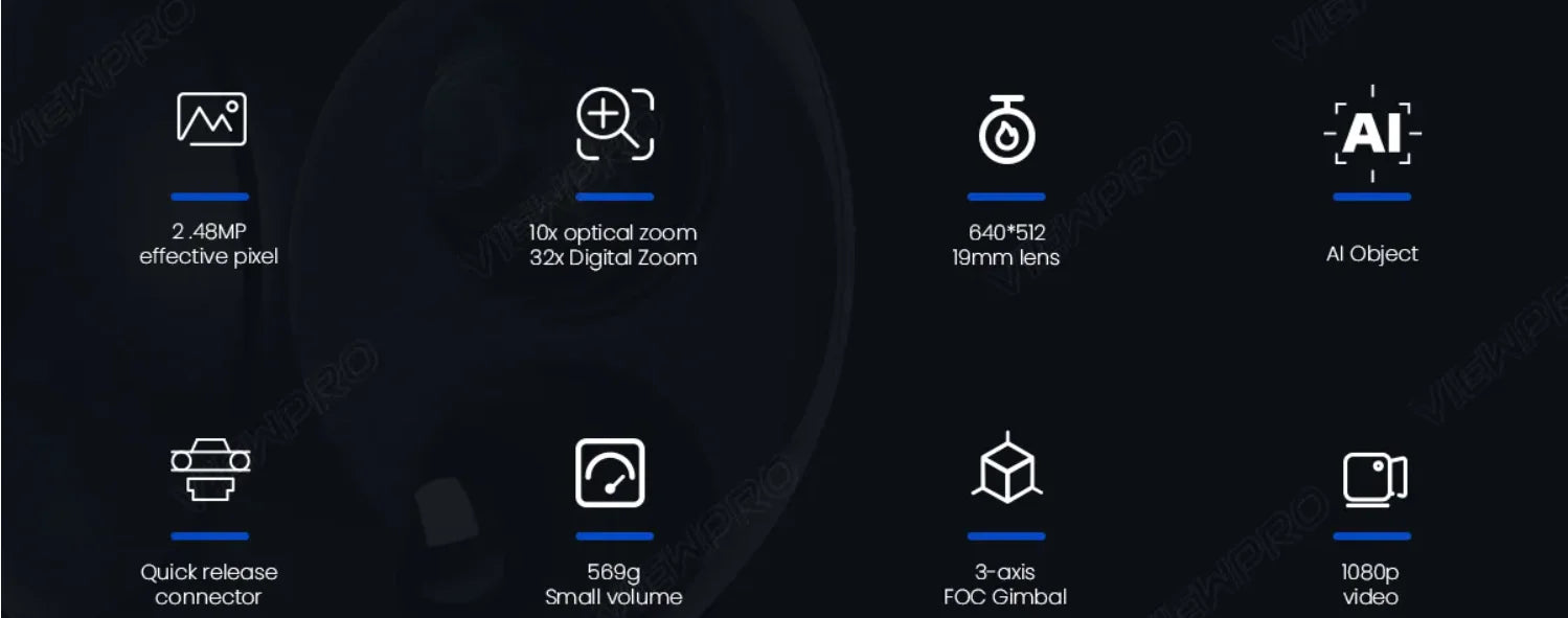 AI Tracking A10T Dual Sensor Gimbal Camera 10x Light Weight Drones Accessories