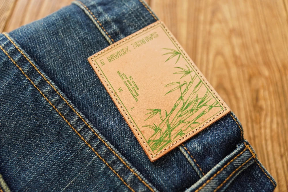Sauce zhan Bamboo shaped yarn Mens Jeans Selvedge Denim Jeans Distressed Wash jeans for men Straight Fit 14 Oz