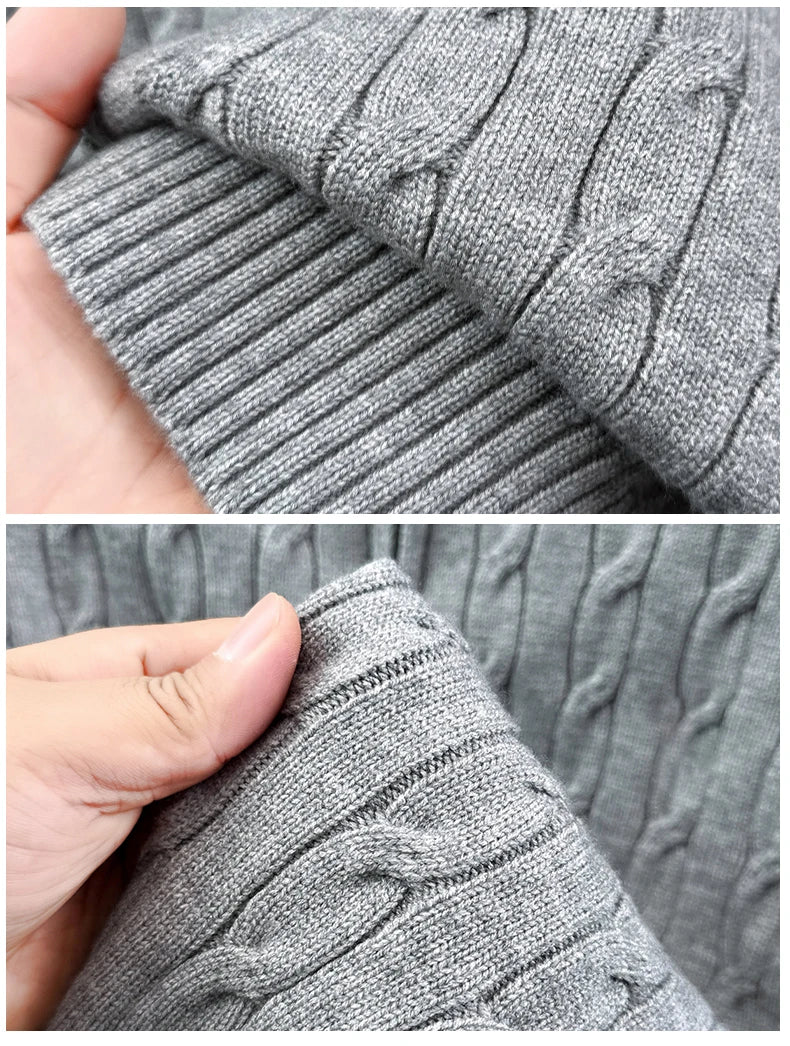 High end brand fashion jacquard sweater cartoon dog embroidery zipper semi high neck autumn winter warm men's knitted pullover