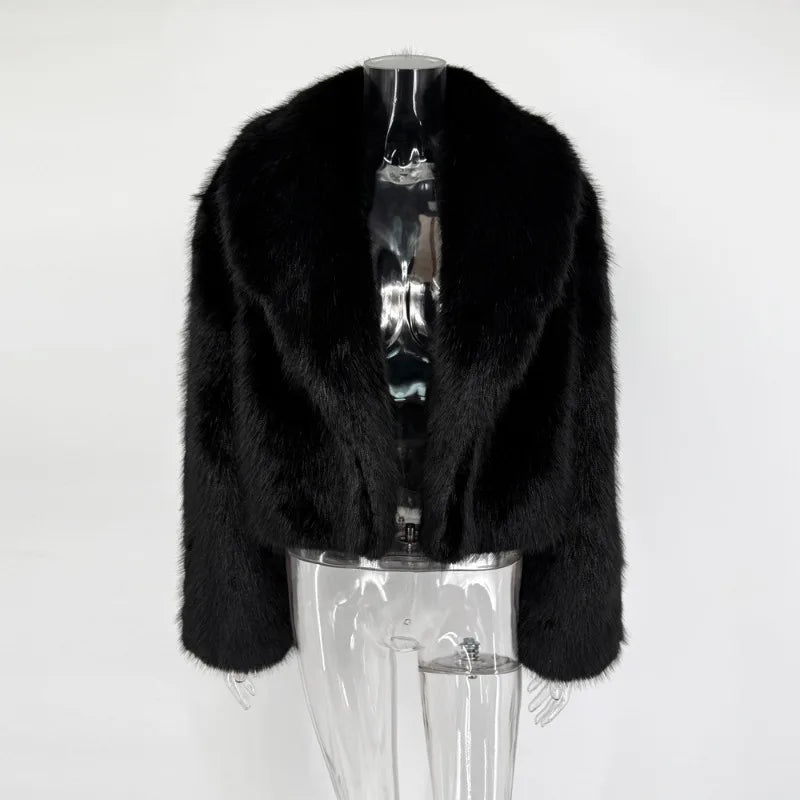 Tossy Winter Fashion Fur Feather Outwear For Women Lapel High Waist Warm Loose Long Sleeve Commute Coat Female Fur Feather 2025