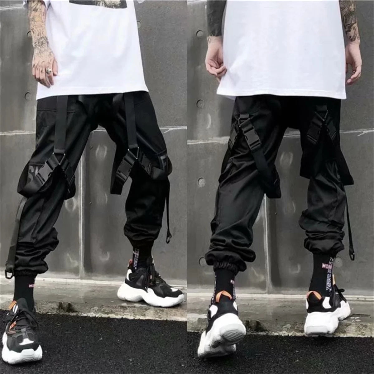Techwear Cargo Pants Men Y2k Clothes Gothic Punk Harajuku Anime Streetwear Joggers Men's Pants Military Casual Harem Pants