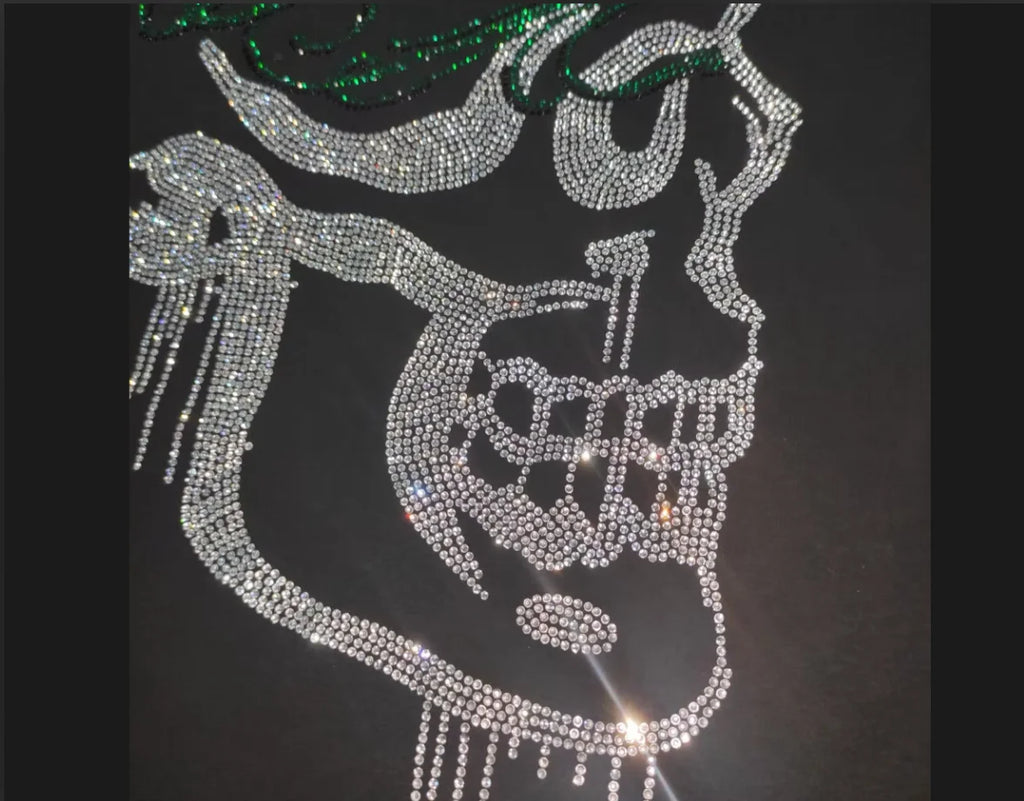 Men's Streetwear Sweater Rhinestone Skull Trendy Cartoon design Male Pullover Plus Size Black Tops Hip-Hop Round Neck Clothing