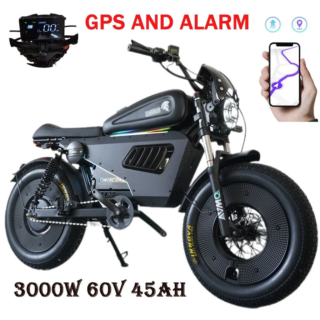 3000W Electric Motorcycle 60V 45AH E-bike 20*5" Fat tire OWAYEBIKE SK-1 Ultra