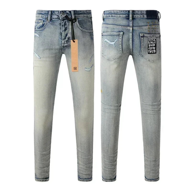 2025 KSUBI Men Personality Multi-style Low Rise Elastic Skinny Denim Pants American Style Ripped Trousers Jeans
