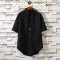 Men Dark Loose Fit Thin Mid-Length Shirt Summer Streetwear Fashion Youth Outdoor Breath Short-Sleeve Top Men'S Clothing 2026 New