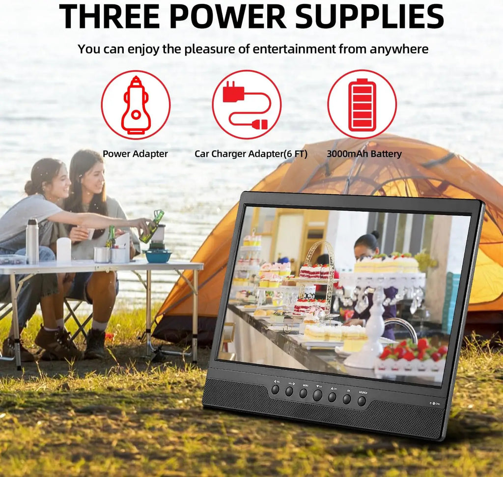 Othoig14'' Portable TV,Small TV with Batterys-HDMI,USB,AV Slot and 1 Antenna,Remote Control,12 car Cable/AC for RV car