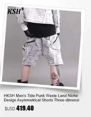 HKSH Spring New Men Tide Punk Sand Waste Land COS Asymmetric Deconstruction Pleated Coats Futuristic Washed Short Jackets HK4206