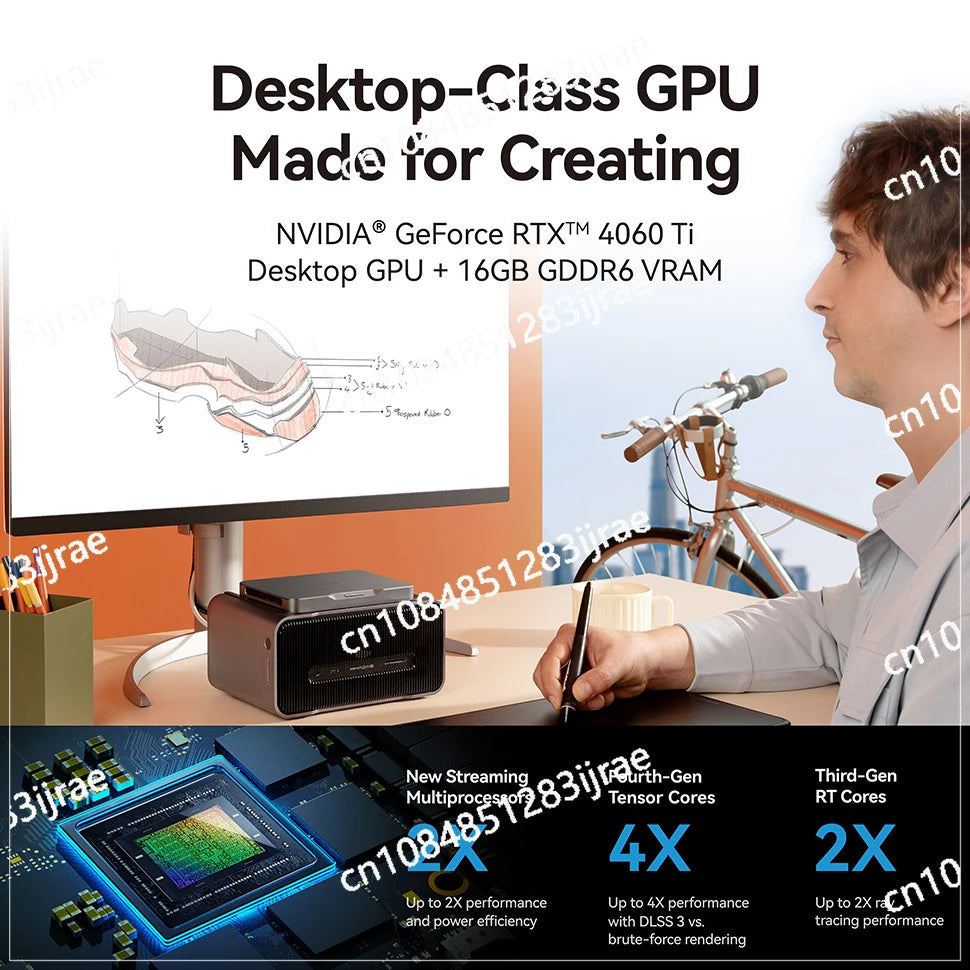 NVIDIA Geforce RTX 4060 Ti 16GB GDDR6 160W EGPU Graphics Card Expansion Dock with Thunderbolt Bolt 4/HDMI 2.1a/microphone