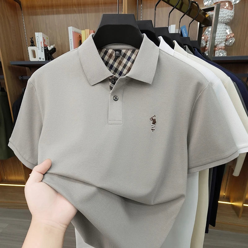 Designer luxury brand short sleeve polo shirt men summer trend striped hot selling Paul embroidery business casual golf T-shirt