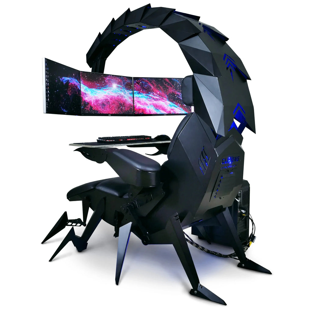 2026 Hot Selling Ergonomic Fully Recliner Office Chair Cockpit For 3 Or 5 Monitors Zero Gravity Workstation Chair Scorpion Chair