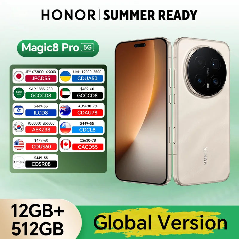 Global Version HONOR Magic8 Pro 5G 12GB+512GB 6.71'' 120Hz OLED Display 200MP Cameras 7100mAh 100W SuperCharge