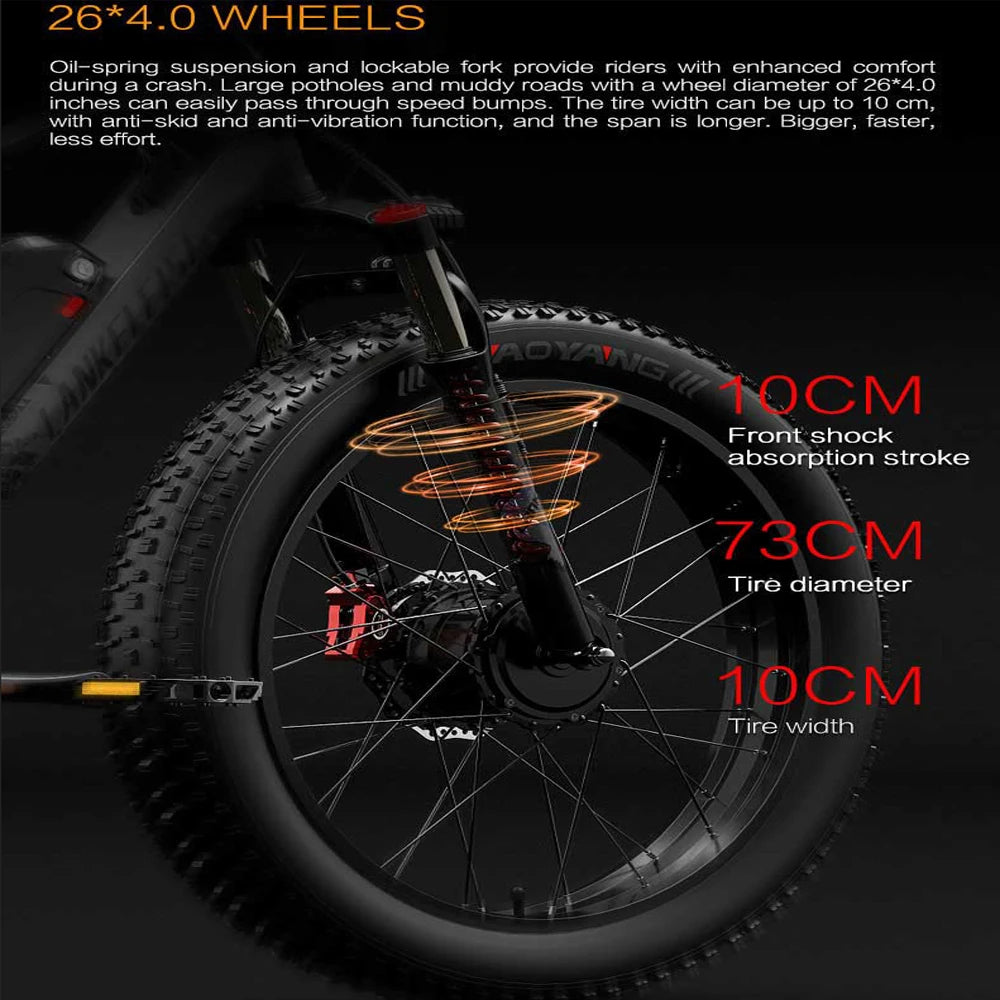 Electric Bike All Terrain Lankeleisi Mg740 26" 1000Wx2 Motor Adult E-Bike 48V 20AH Max Ranmge 150Km Load 150Kg Top Speed 30Mph