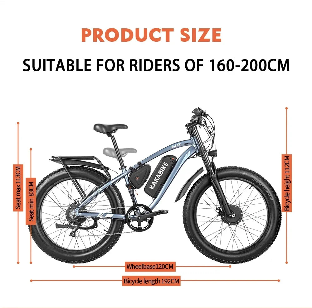 2000W Dual motor Electric Bike 21AH Lithium battery 26*4.0 fat tire urban commuter Electric bicycle 50KM/H Adult Mountain E-Bike