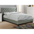 Full Size Silver Faux Leather Upholstered Tufted Bed Frame Headboard Bedroom Set
