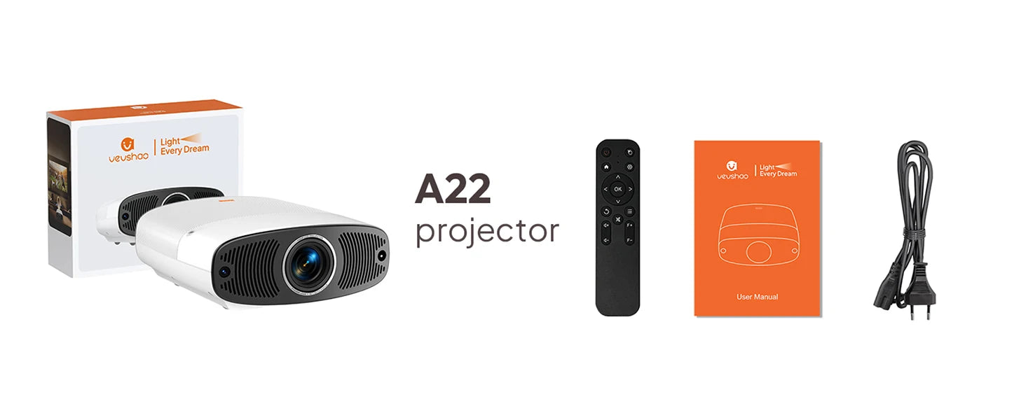 VEVSHAO Full HD Projector A22 4K Video Smart TV for Home WIFI 1080P 1000 Lumen Projectors Media Video Player Smart Beamer