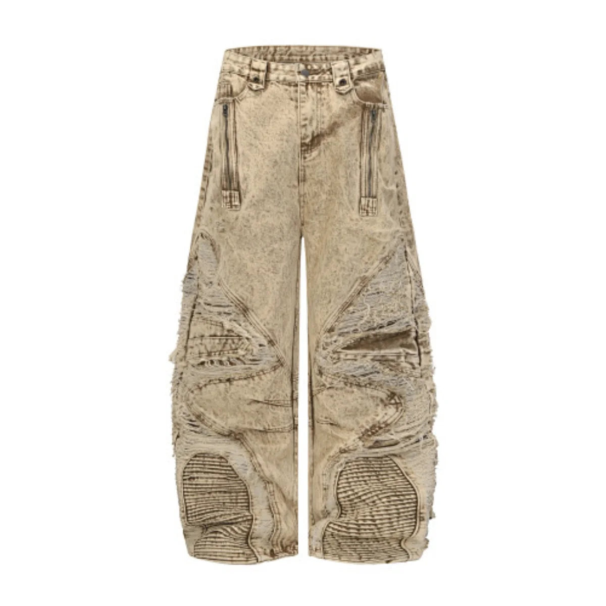 2025 New Americantrendy street hip-hop style ripped wide-leg loose jeans