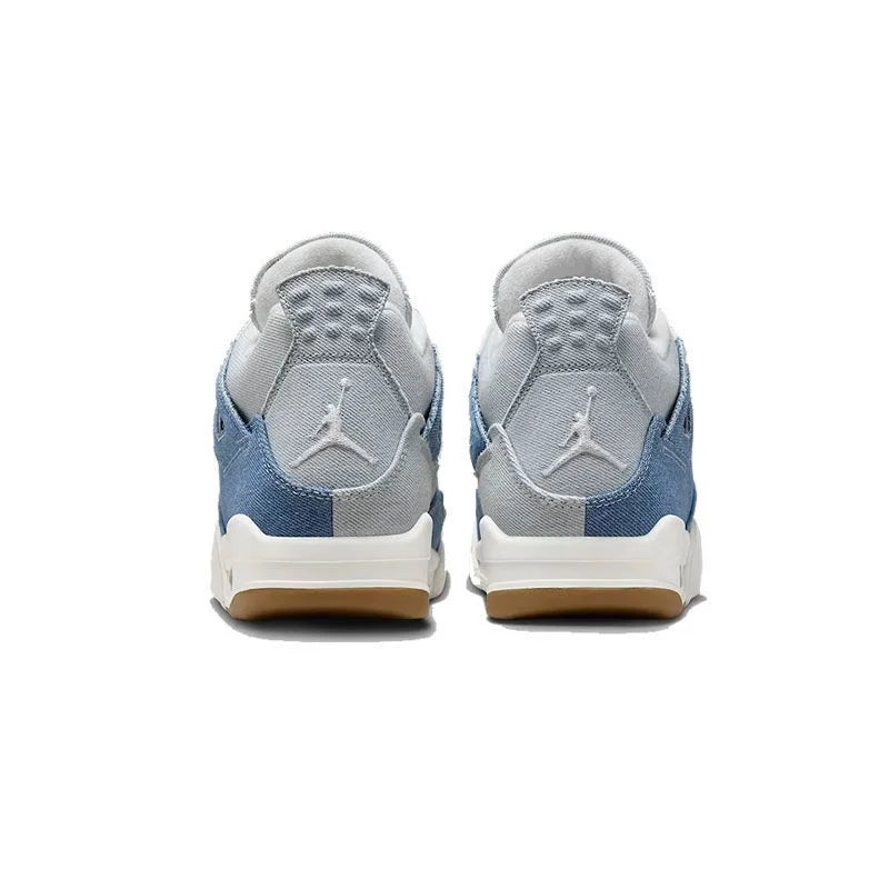 Nike Jordan Air Jordan 4 Fashion Denim Design Comfortable Mid-Top Retro Basketball Shoes Women's White Blue IB6716-100