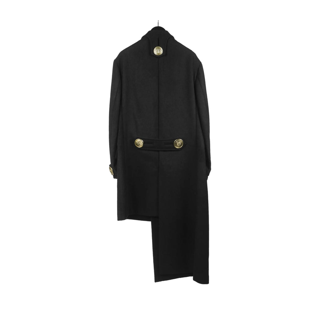 TOP-YAMAMOTO Japanese original design Dark niche black gold buckle loose asymmetric wool coat