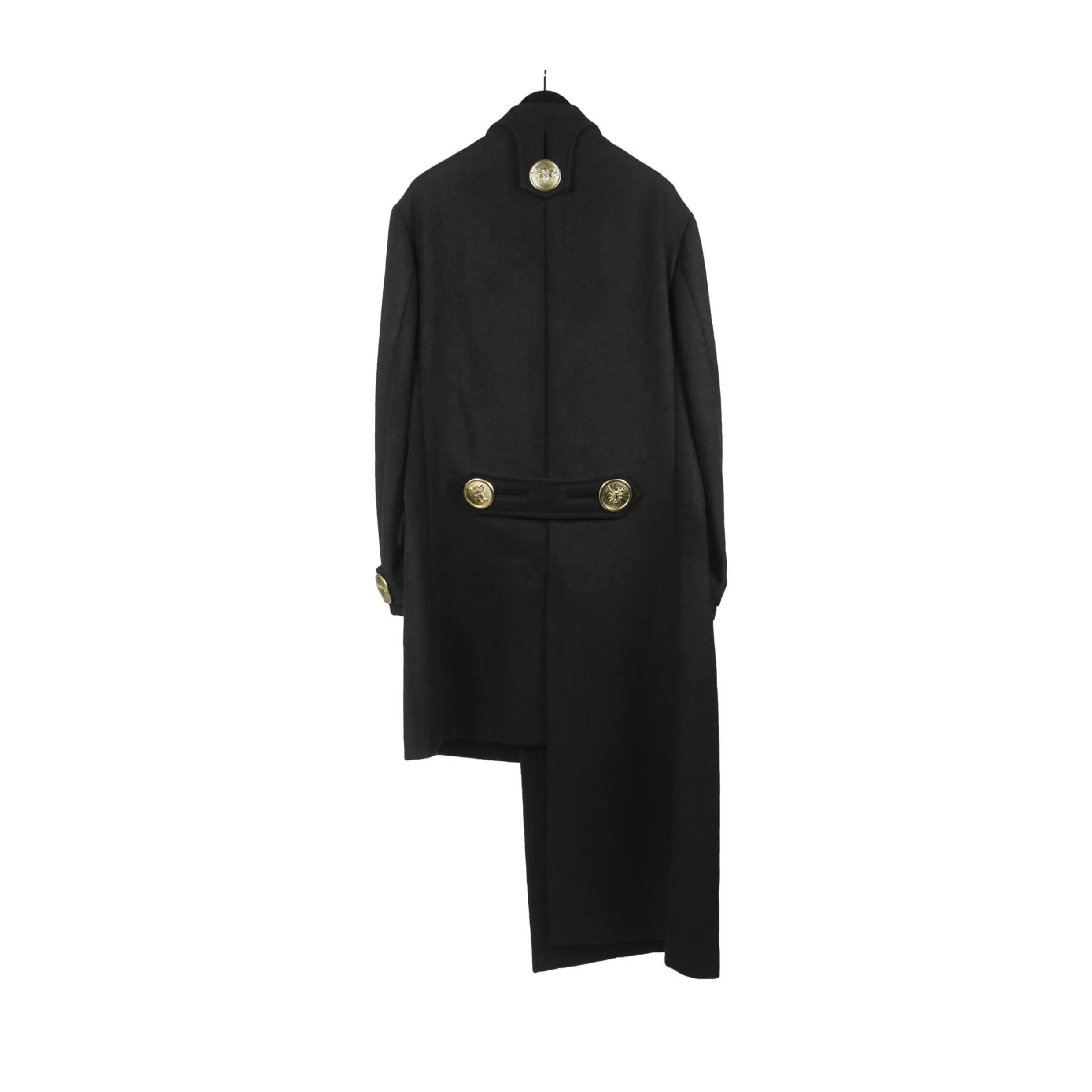 TOP-YAMAMOTO Japanese original design Dark niche black gold buckle loose asymmetric wool coat