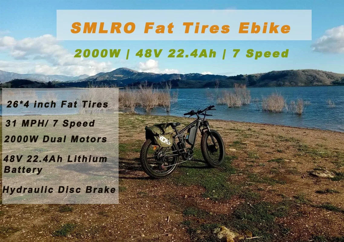 New 26" Electric Bike 3000W Peak E-Bike 52V 25AH Bicycle  60KM/h Max Fat Tyre