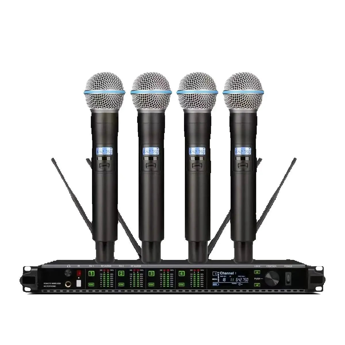 KSM9 4xBeta58 Handheld Wireless Microphone AD4Q UHF System 4x100 Channel Stage School Chapel Karaoke Sing Vocal Set