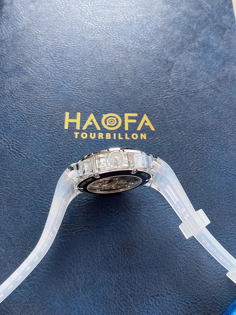 Haofa GMT Tourbillon Man Watch 2101 Luxury Rainbow Crystal Day And Night Manual Tourbillon Mechanical Men Watches Sapphire