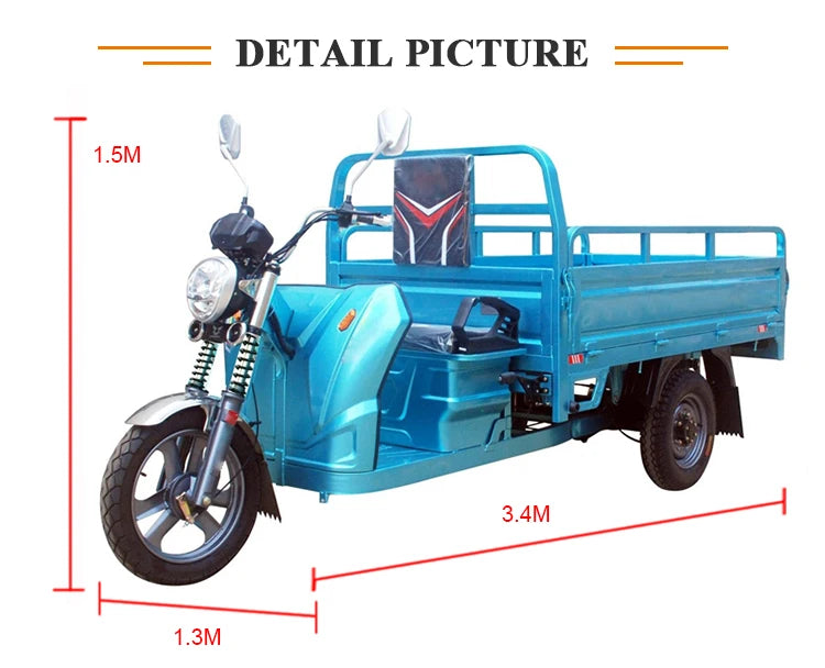 Battery-Powered Three-Wheeler Electric Cargo Bike E-Trike Electric Adult Tricycle