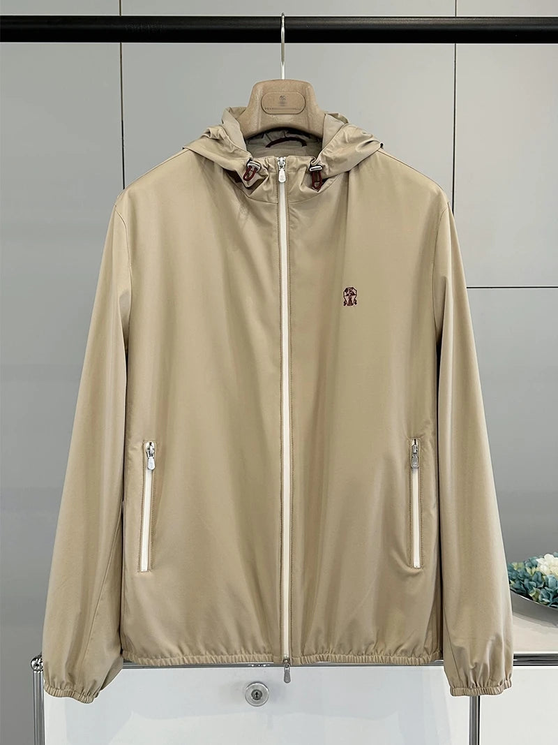 ALIN BC Top Line Microfiber Lightweight Tech Fabric Casual Men's Hooded Spring Autumn Jacket Outerwear Standard Fit Long Sleeve
