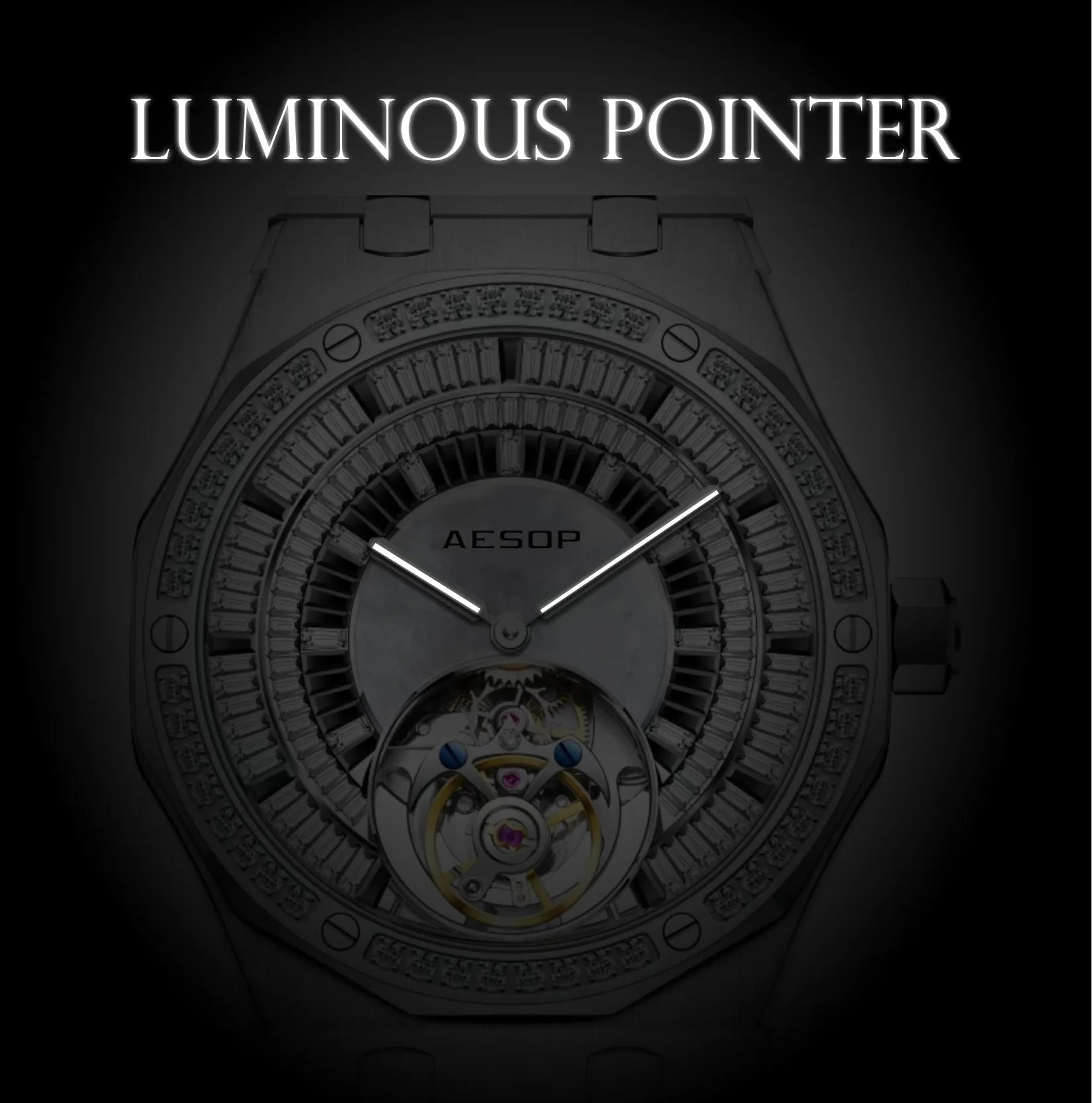 AESOP Automatic Tourbillon Mechanical Skeleton Watch For Man Watches Waterproof Wristwatches Sapphire Mirror Diamond luxury new
