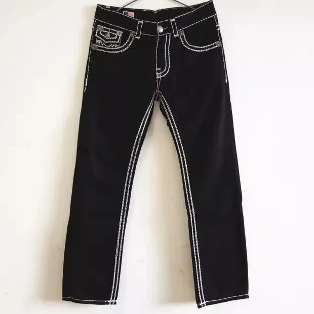 Mens Jeans Y2K Streetwear Loose Fit Wide Leg Denim Pants Dragon Flame Skull Print Design Retro Hip Hop Harajuku Fashion Autumn