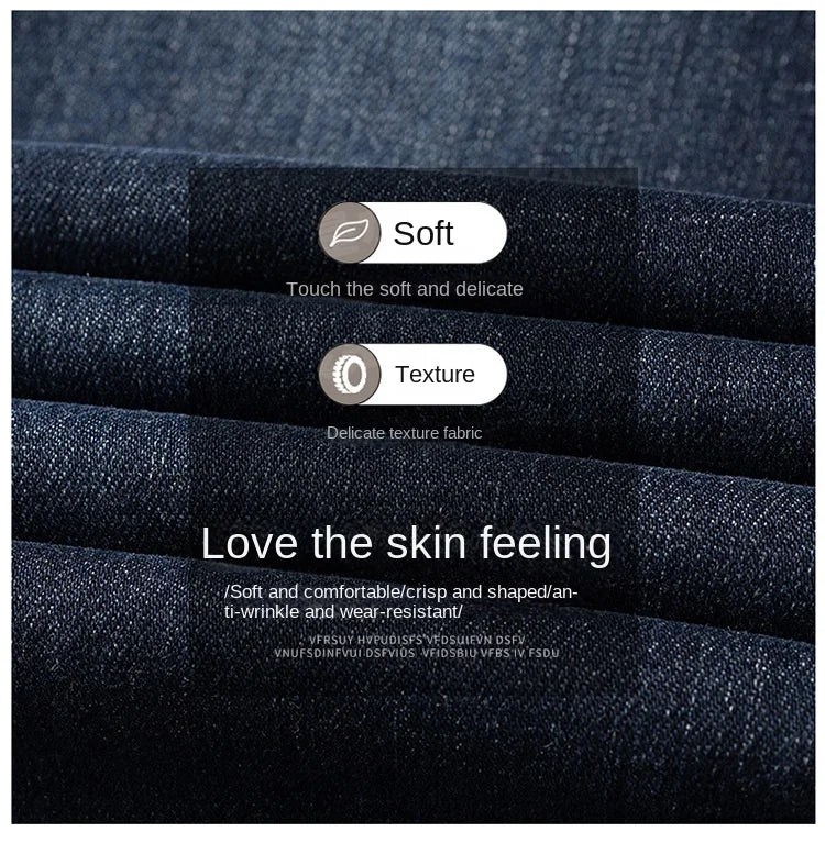 Light Luxury Blue Jeans Men's Autumn and Winter Thick 2024 New Simple and Versatile Casual Stretch Slim High-End Trousers
