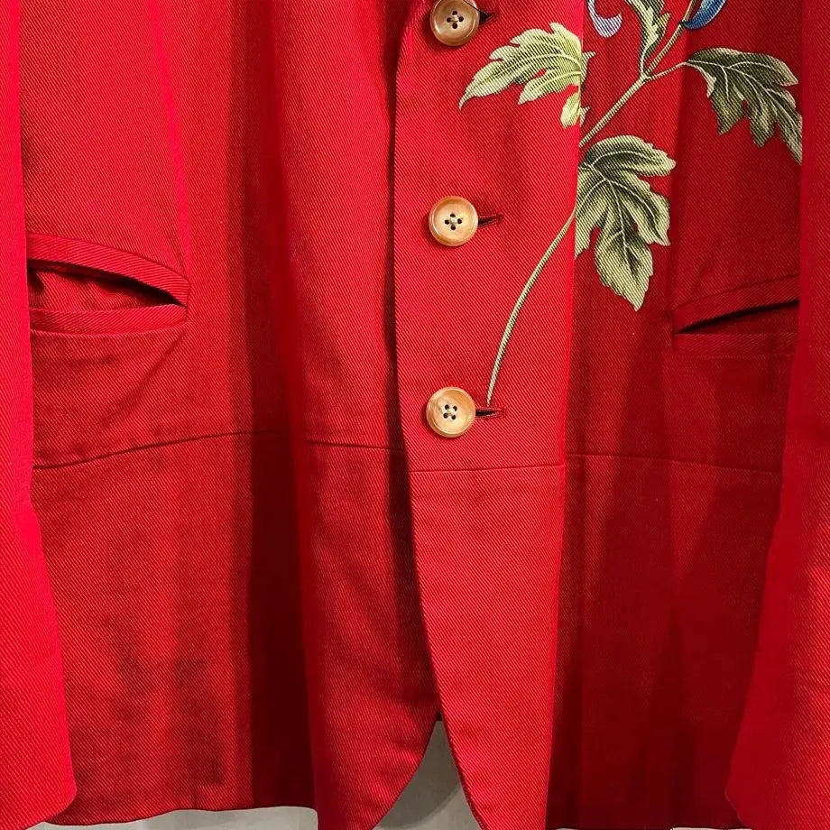 TOP-YAMAMOTO ® Chinese-style Embroidered Red Suit Collar Design Men's Coat with High-Class Feel
