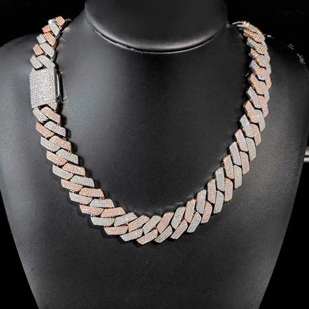 Hip Hop Jewelry 20mm Thick Cuban Link Chain Crystal Miami Gold Silver Two Color Iced Out CZ Cuban Chain Necklace